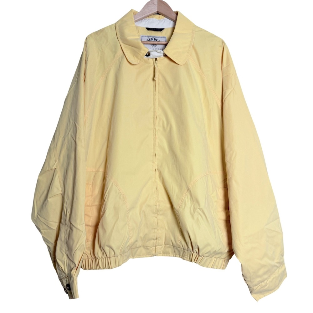 Aberdeen Collection Jacket XXL Yellow Harrington Golf Windbreaker Full Zip Lined